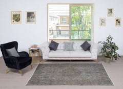 5.4x8.4 Ft Gray Overdyed Vintage Rug für moderne Innenräume. Handgefertigt in der Türkei