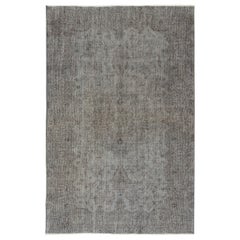 5.4x8.4 Ft Gray Overdyed Vintage Rug für moderne Innenräume. Handgefertigt in der Türkei