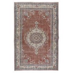 5.4x8.5 Ft Traditioneller Vintage Handgeknüpfter Türkischer Teppich mit Medaillon Design