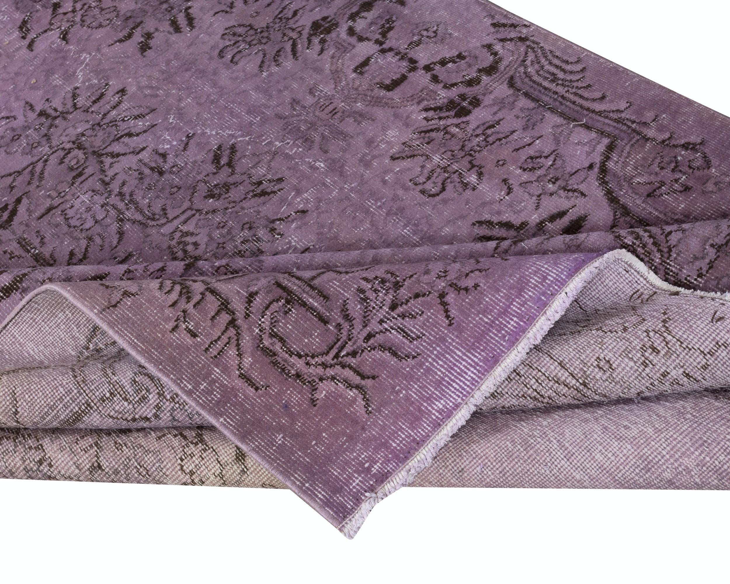 Turkish 5.4x8.6 Ft Purple Area Rug for Modern Interiors, Hand-Knotted in Turkey For Sale