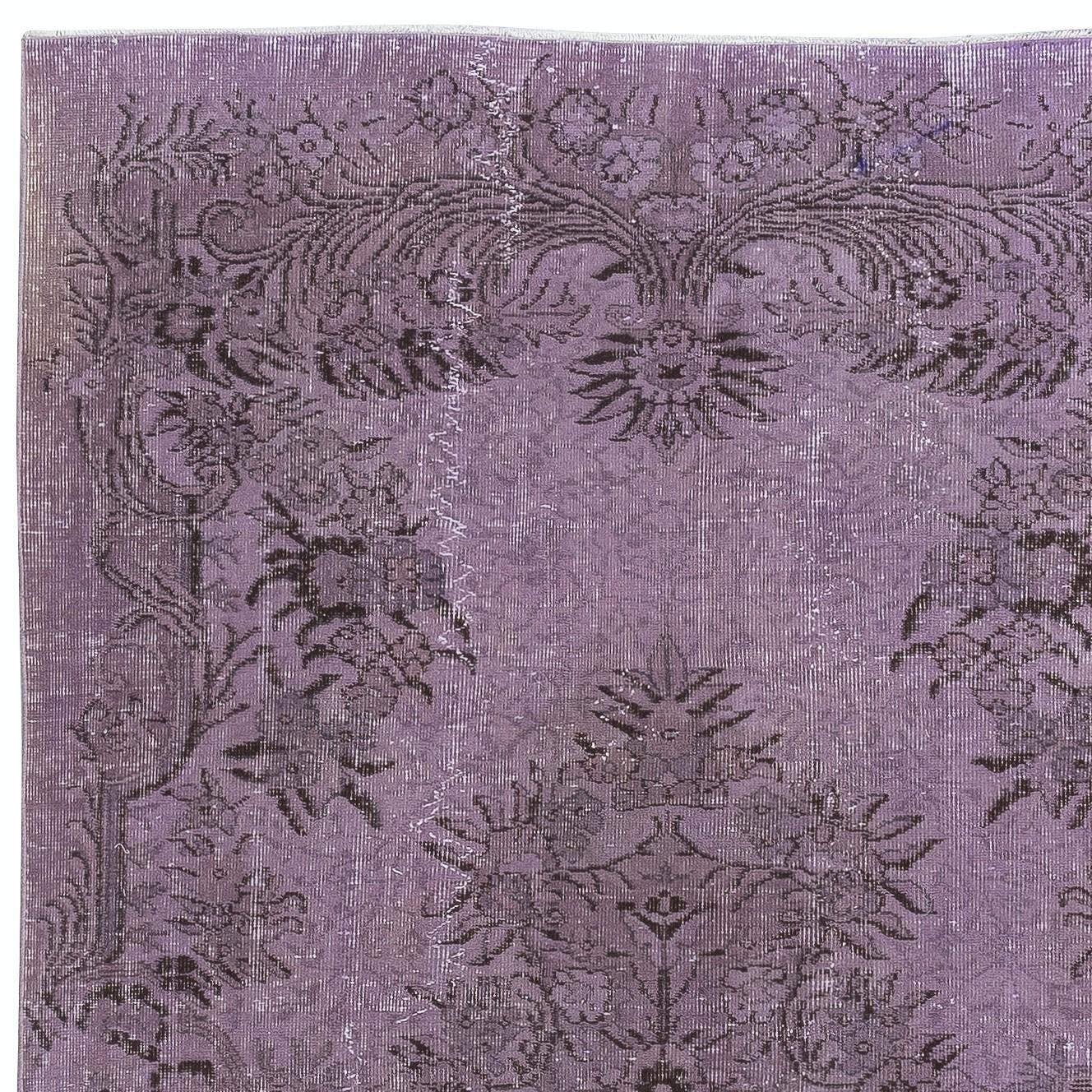5.4x8.6 Ft Purple Area Rug for Modern Interiors, Hand-Knotted in Turkey In Good Condition For Sale In Spring Valley, NY