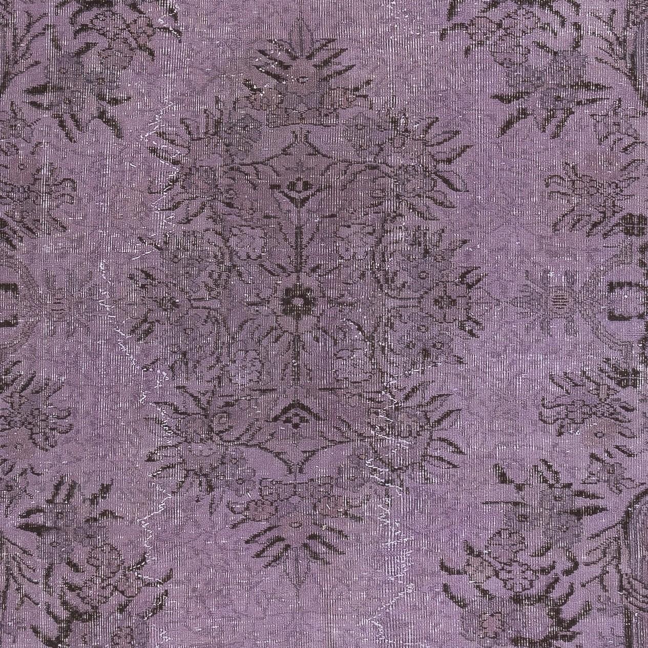 Mid-20th Century 5.4x8.6 Ft Purple Area Rug for Modern Interiors, Hand-Knotted in Turkey For Sale