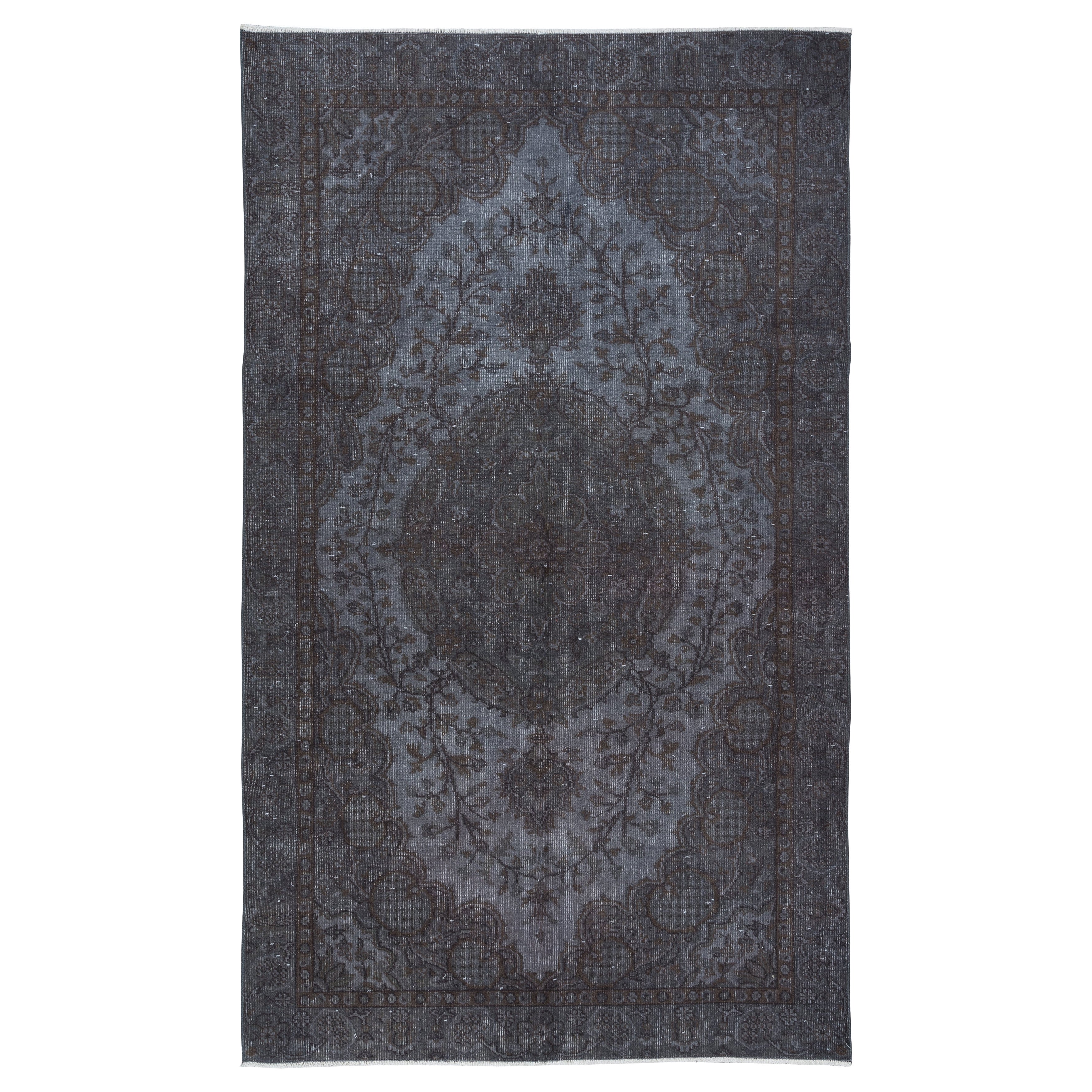 Tappeto moderno grigio 5.4x8.7 Ft, Tappeto formato stanza, Tappeto da salotto fatto a mano