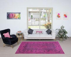 Alfombra moderna hecha a mano de color rosa, alfombra turca para salón con medallón