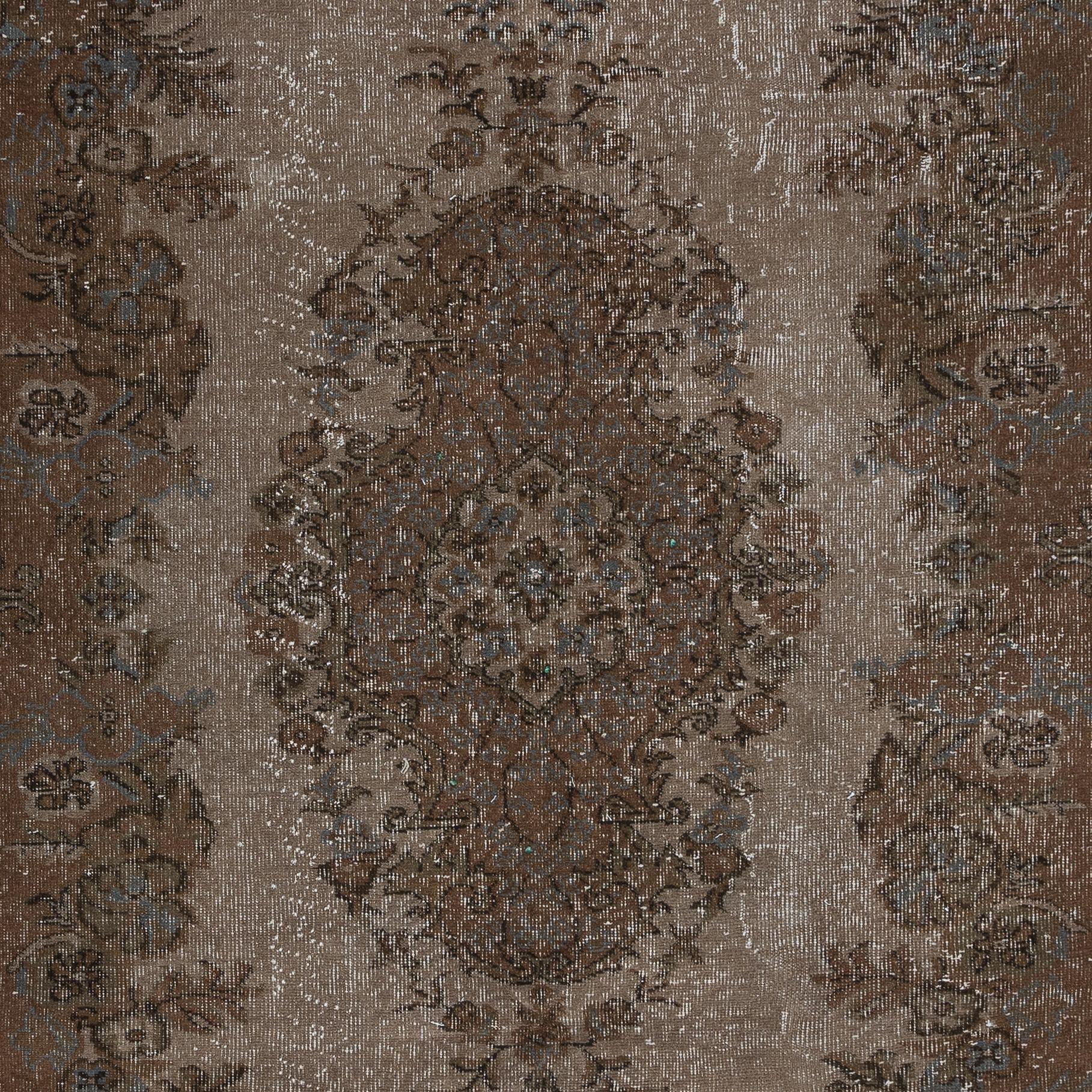 5.4x8.7 Ft Rustic Turkish Area Rug, Brown Handmade Contemporary Carpet In Good Condition For Sale In Philadelphia, PA