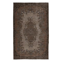 Tappeto turco rustico 5.4x8.7 Ft, Tappeto marrone fatto a mano Contemporary