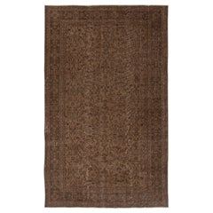 5.4x8.7 Ft Vintage Handmade Turkish Rug Overdyed in Braun für moderne Interieurs