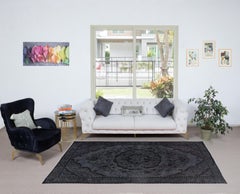 5.4x8.7 Ft Vintage Handmade Turkish Rug Overdyed in Grau für moderne Interieurs