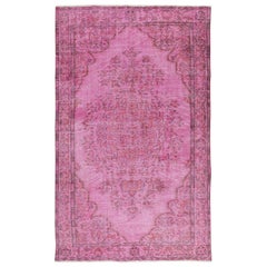 5.4x8.7 Ft Vintage Handmade Türkisch Teppich Overdyed in Rosa für moderne Innenräume