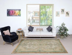 5.4x8.8 Ft French Aubusson Inspired Vintage Handmade Turkish Wool Area Rug