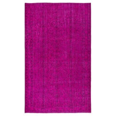 Moderner handgefertigter türkischer Bohem-Teppich in Heißrosa mit floralem Design, 5,4x8.8 Ft