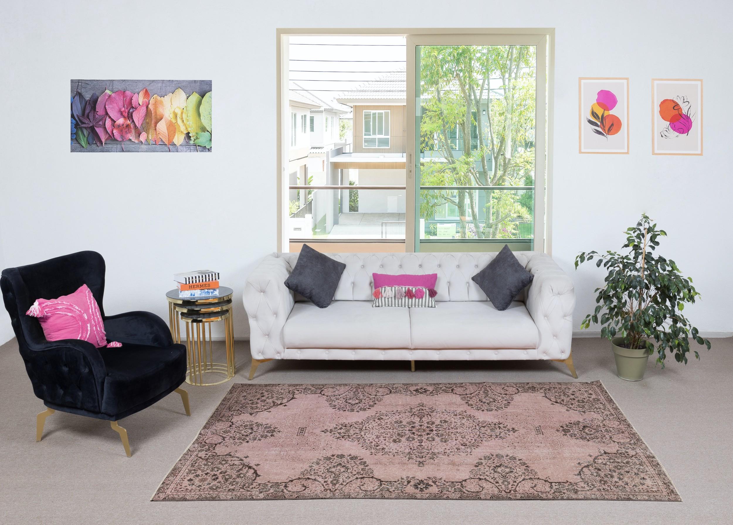 Our over-dyed rugs are all hand-knotted vintage pieces that are recreated in our workshop to cater to a wider range of interior design choices from modern to coastal, from industrial to rustic/cottage. These 50 to 70 year-old rugs were hand-knotted