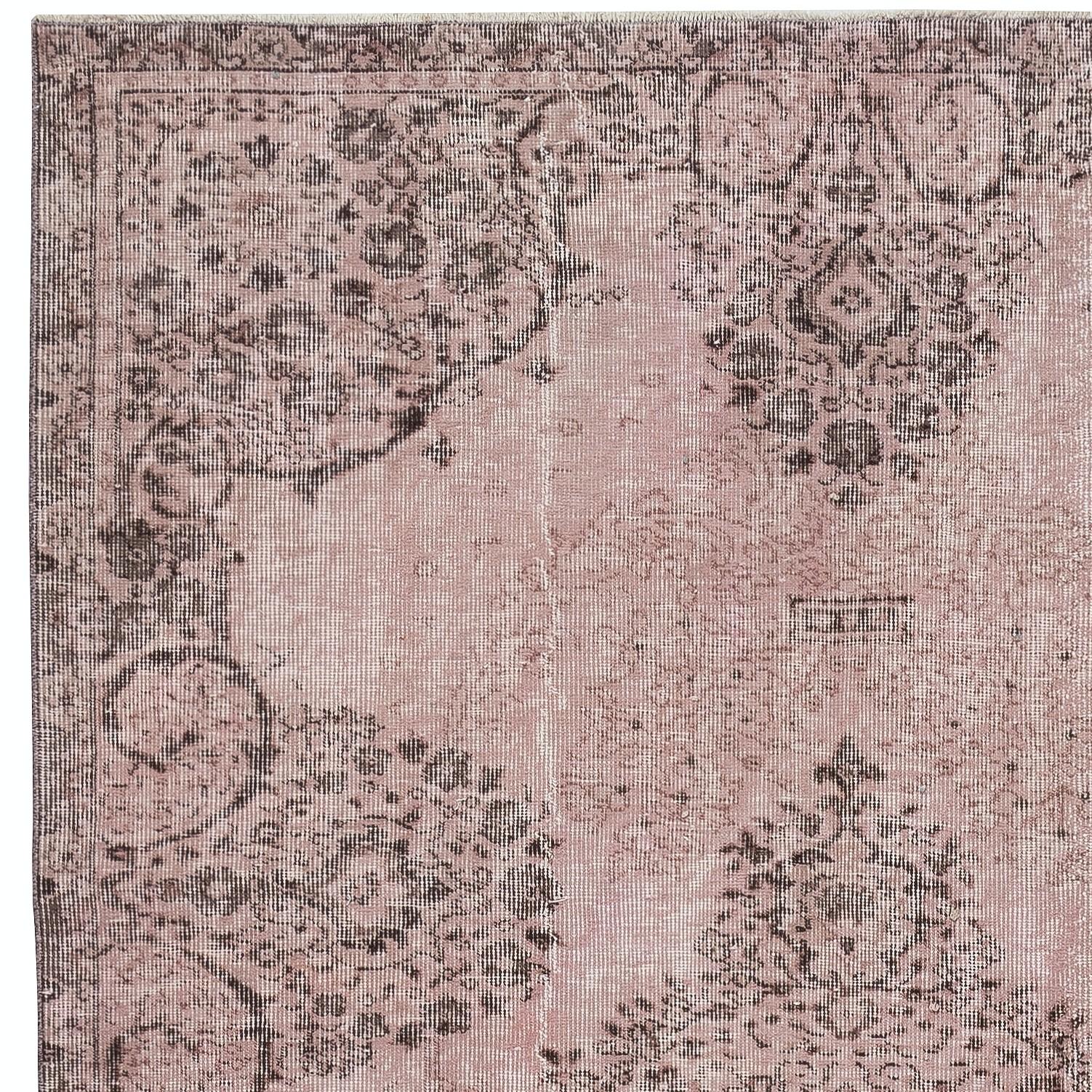 Hand-Knotted 5.4x8.8 Ft Pink Color Handmade Area Rug from Turkey. Great 4 Modern Interiors For Sale