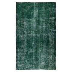 Tappeto turco vintage fatto a mano tinto in verde per interni moderni