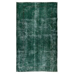 5.4x8.8 Ft Vintage Handmade Turkish Rug Over-Dyed in Green for Modern Interiors (en anglais)