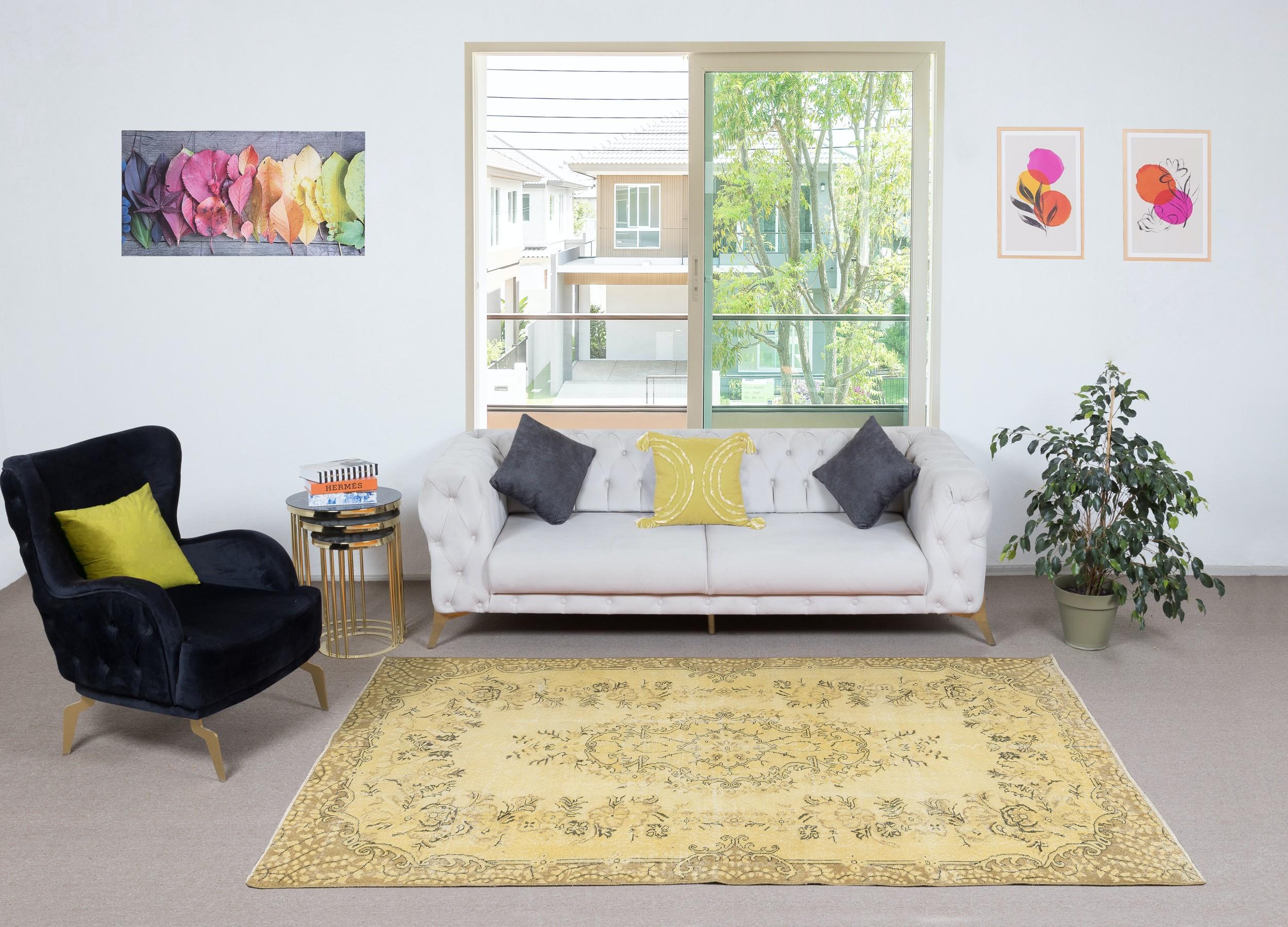 Our over-dyed rugs are all hand-knotted vintage pieces that are recreated in our workshop to cater to a wider range of interior design choices from modern to coastal, from industrial to rustic/cottage. These 50 to 70 year-old rugs were hand-knotted