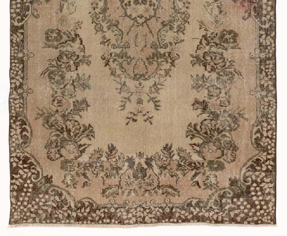 Oushak 5.4x9 Ft Room Size Handmade Vintage Turkish Area Rug, Baroque Design Carpet For Sale