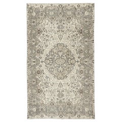 5.4x9 Ft Handknotted Turkish Wool Rug. Vintage Area Carpet with Medallion Design