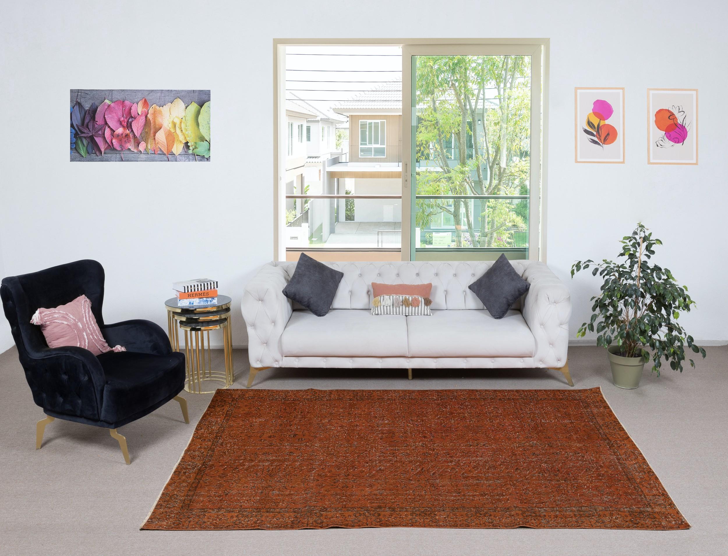 Our over-dyed rugs are all hand-knotted vintage pieces that are recreated in our workshop to cater to a wider range of interior design choices from modern to coastal, from industrial to rustic/cottage. These 50 to 70 year-old rugs were hand-knotted