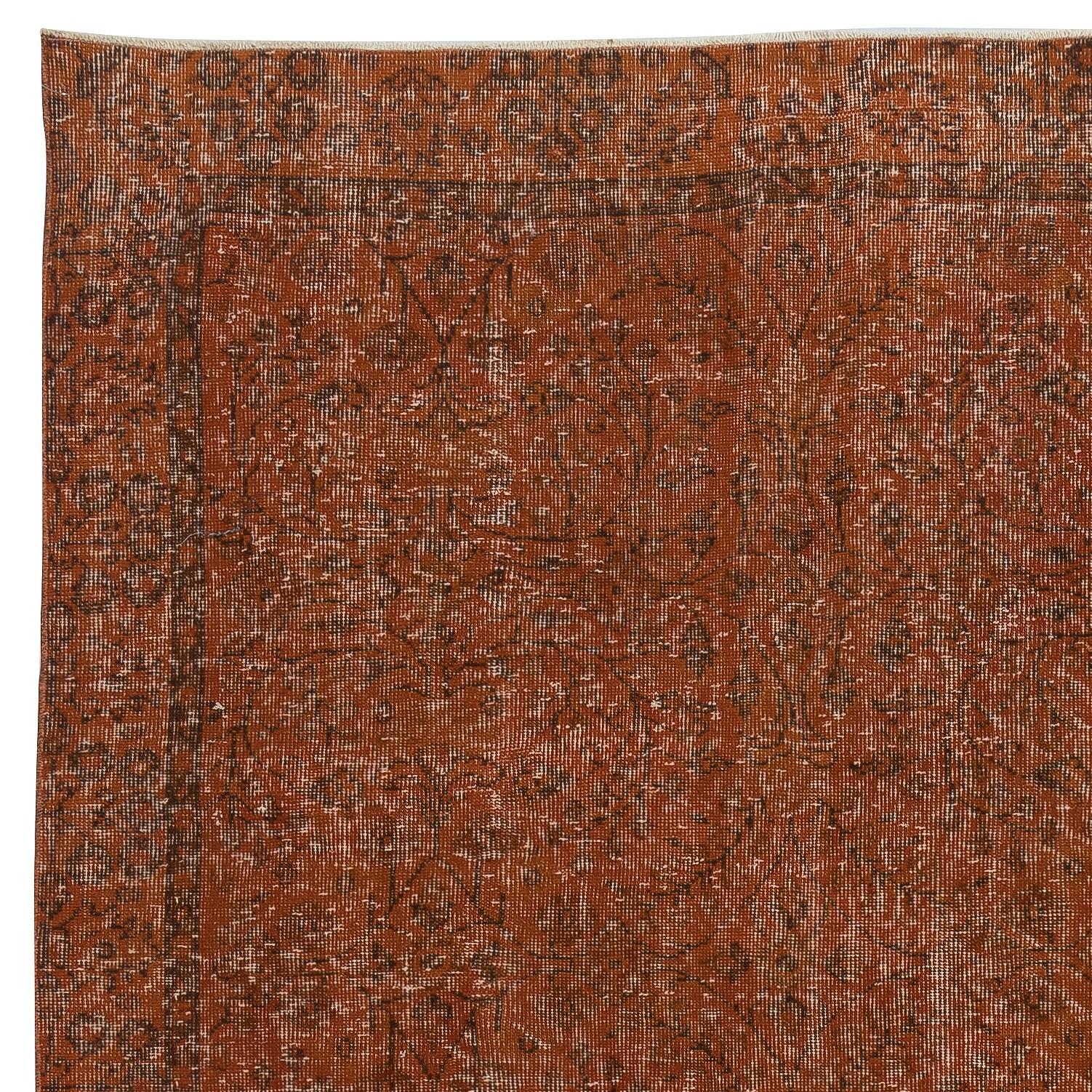 Hand-Knotted 5.4x9 Ft Handmade Area Rug for Kids Room. Orange Modern Living Room Rug For Sale