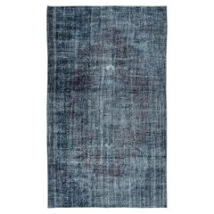 5.4x9 Ft Modern Handmade Rug, Vintage Turkish Wool Carpet Over-Dyed in Navy Blue