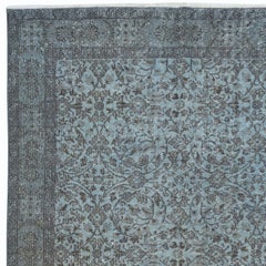 5.4x9 Ft Sky Blue Handmade Turkish Floral Rug for Living Room & Dining Room