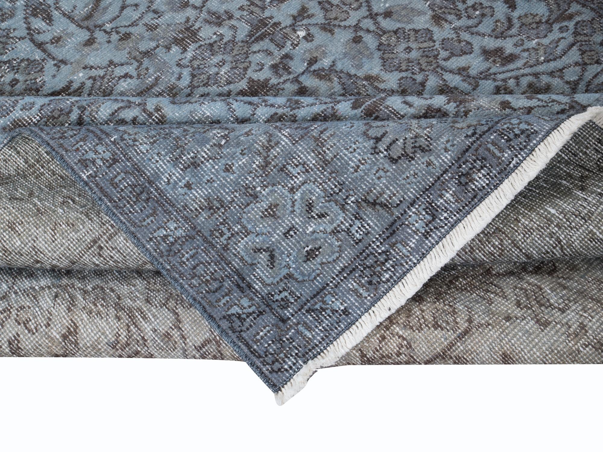 Turco Tappeto floreale turco fatto a mano 5.4x9 Ft Sky Blue per il soggiorno e la sala da pranzo in vendita