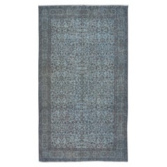 Tappeto floreale turco fatto a mano 5.4x9 Ft Sky Blue per il soggiorno e la sala da pranzo