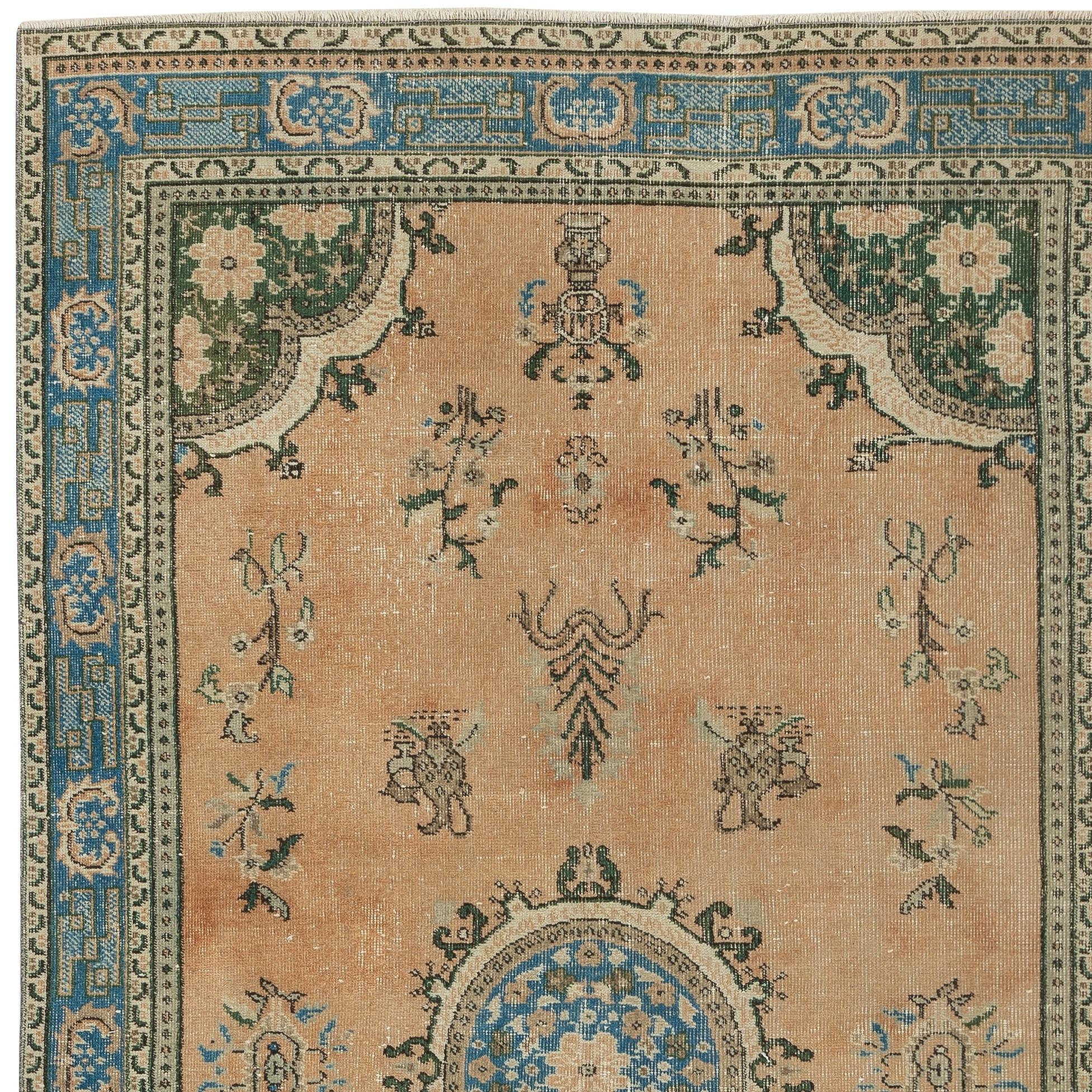 5.4x9 Ft Traditioneller handgeknüpfter türkischer roter Vintage-Teppich. Handgefertigt in der Türkei (Handgeknüpft) im Angebot