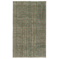 5.4x9 Ft Vintage Floral Design Area Rug in grüner Farbe, handgeknüpft in der Türkei