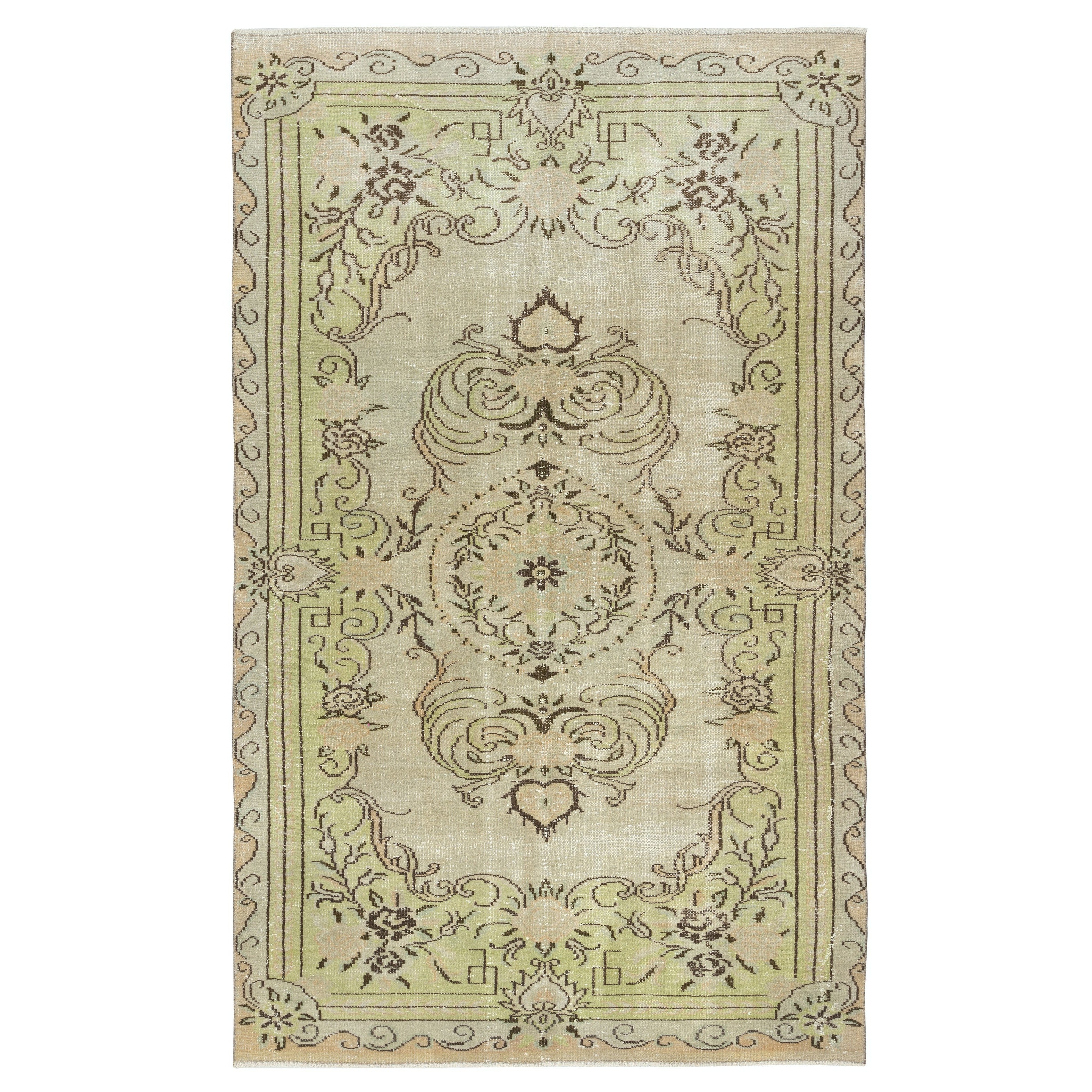 5.4x9 Ft Vintage Turkish Area Rug. Handgefertigter Teppich für Dekorationen im Landhausstil