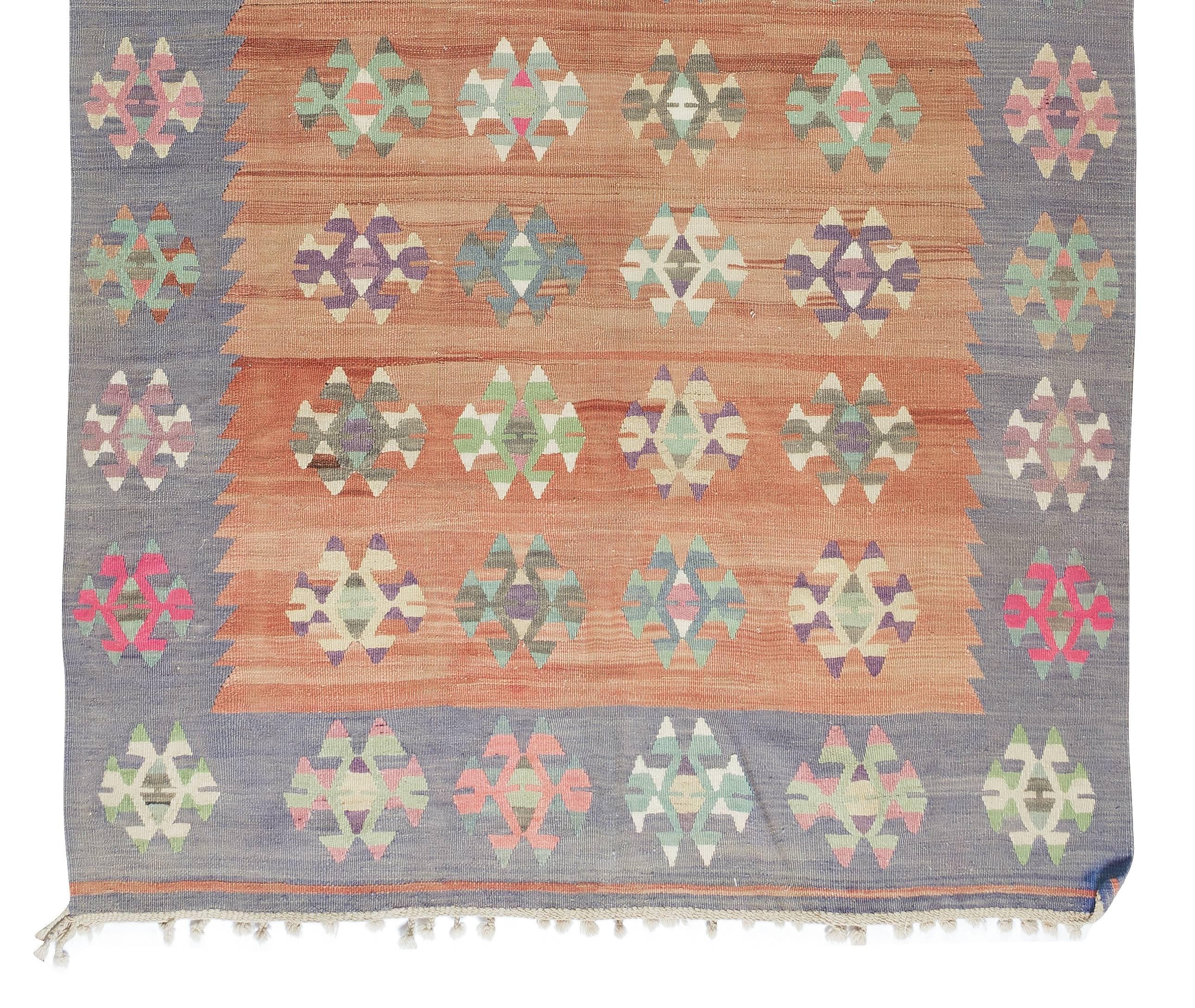 20th Century 5.5x10.8 Ft Handmade Vintage Turkish Colorful Kilim, Flat-Weave Floor Covering For Sale