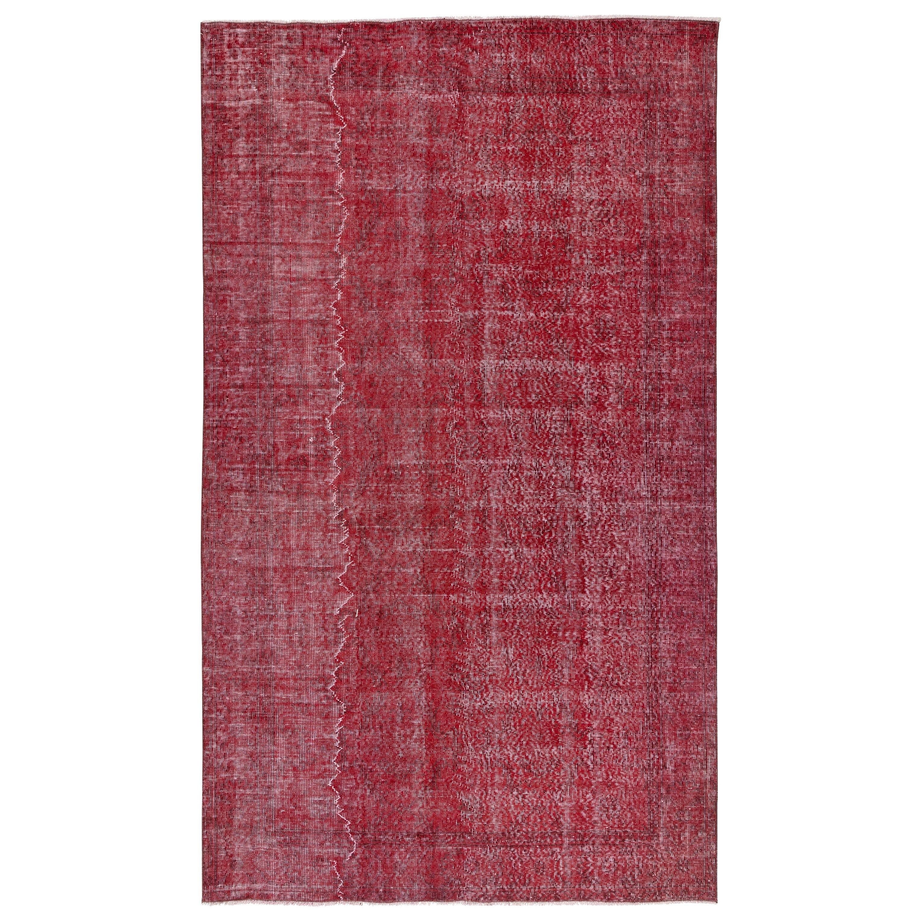 5.4x9.2 Ft Rot gefärbter Vintage Teppich, handgeknüpft in der Türkei für moderne Innenräume im Angebot