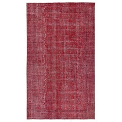5.4x9.2 Ft Rot gefärbter Vintage Teppich, handgeknüpft in der Türkei für moderne Innenräume