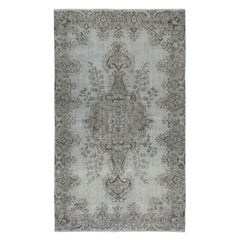 5.4x9.3 Ft Gray Overdyed Vintage Rug für moderne Innenräume. Handgeknüpft in der Türkei