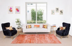 Orange Re-Dyed Rug, 1960s Turkish Handmade Carpet for Modern Interior