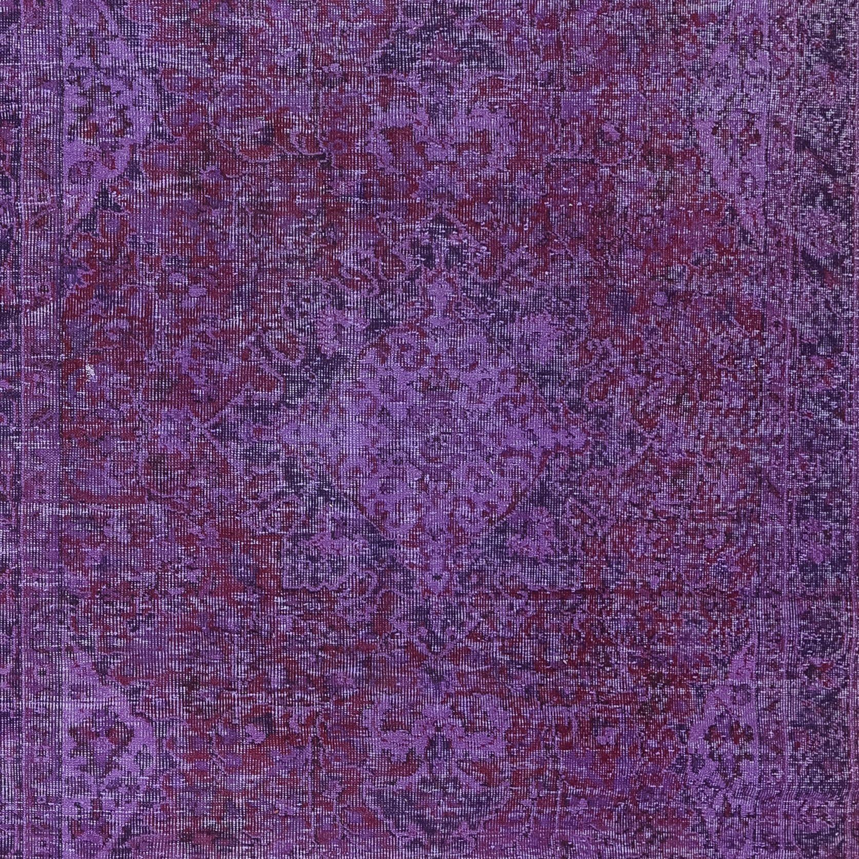 Hand-Woven 5.4x9.3 Ft Purple Handmade Wool Area Rug, Modern Turkish Carpet for Living Room For Sale