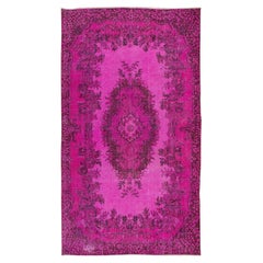 5.4x9.5 Ft Vintage Handmade Turkish Pink Redyed Teppich mit floralem Medaillon Design