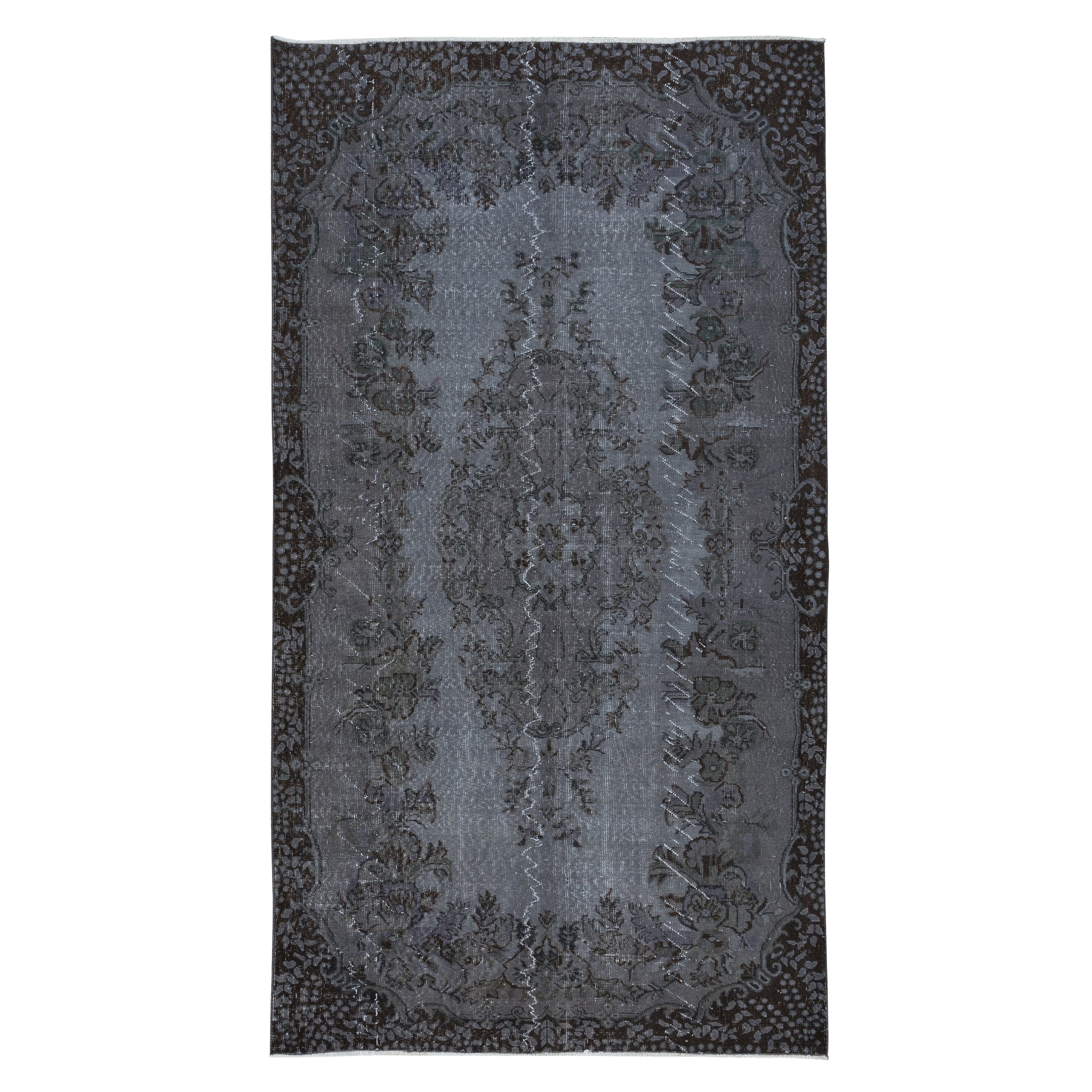 5.4x9.6 Ft Gray Handmade Turkish Rug with Medallion, Ideal for Modern Interiors (tapis turc gris fait main avec médaillon, idéal pour les intérieurs modernes)