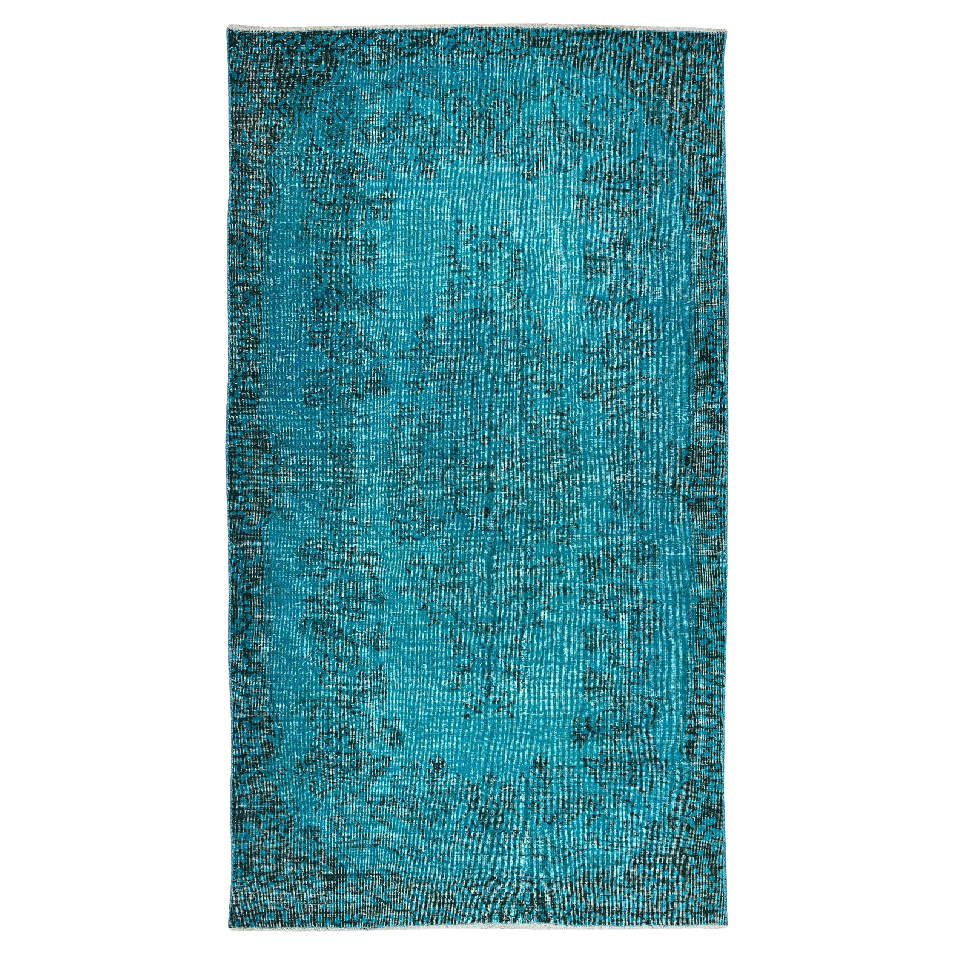 5.5x8.9 Ft Modern Handmade Rug. Vintage Turkish Wool Carpet OverDyed