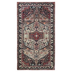 5'4 "x9'8" Chiffon White Vintage Persian Bakhtiar Hand Knots Rugs Tappeto da corsa in lana annodato a mano