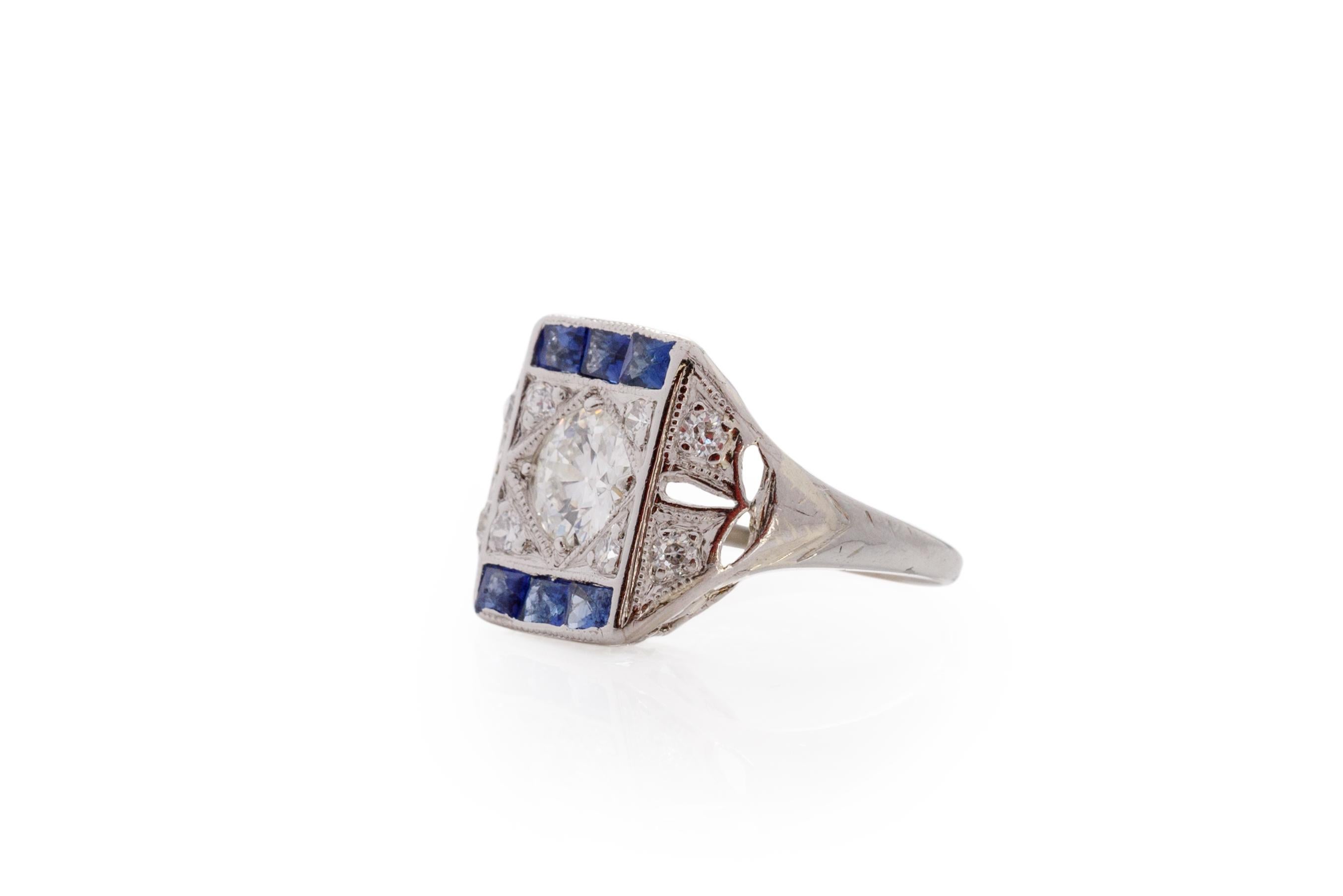 Old European Cut .55 Carat Art Deco Diamond Platinum Engagement Ring For Sale