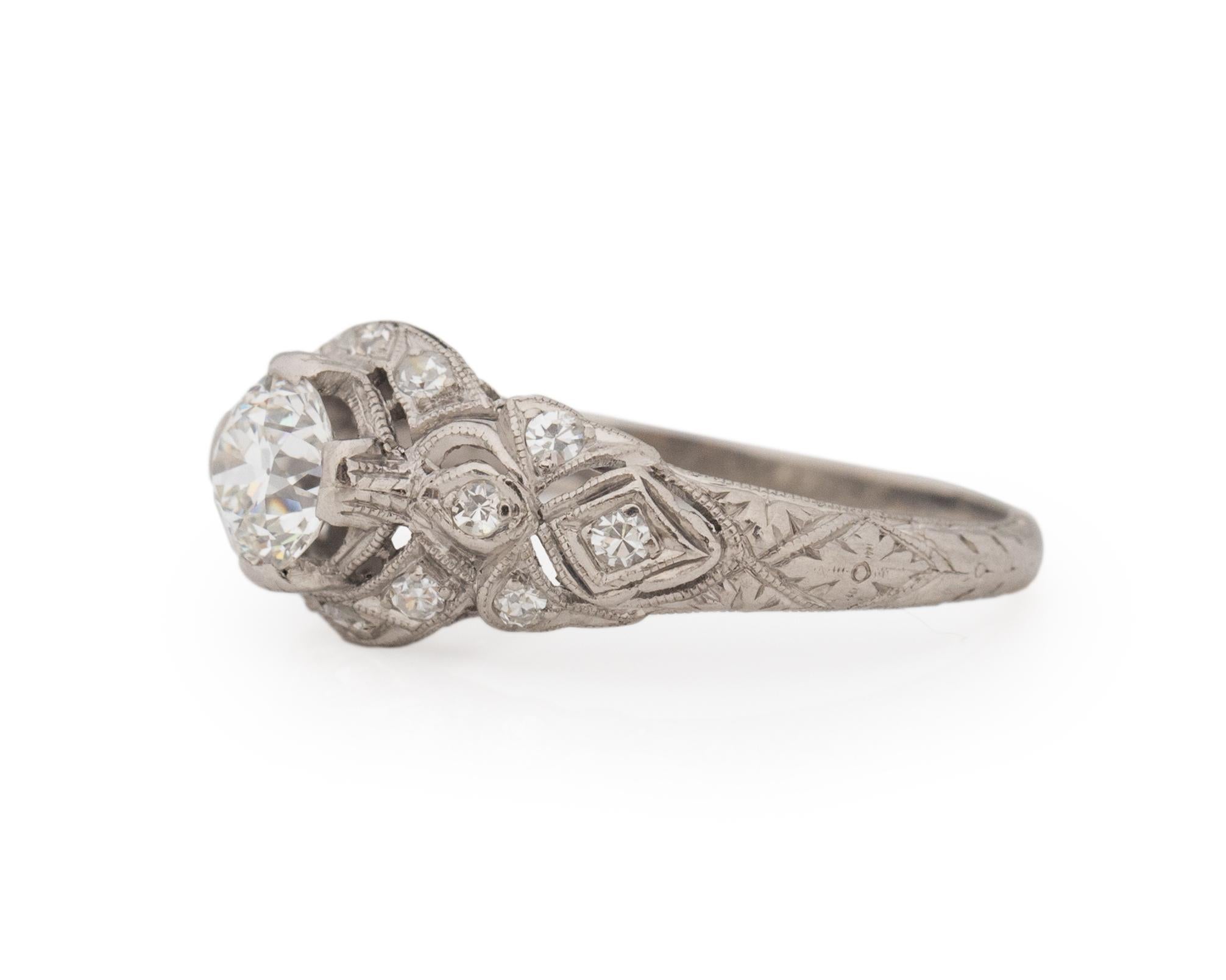 Old European Cut .55 Carat Art Deco Diamond Platinum Engagement Ring