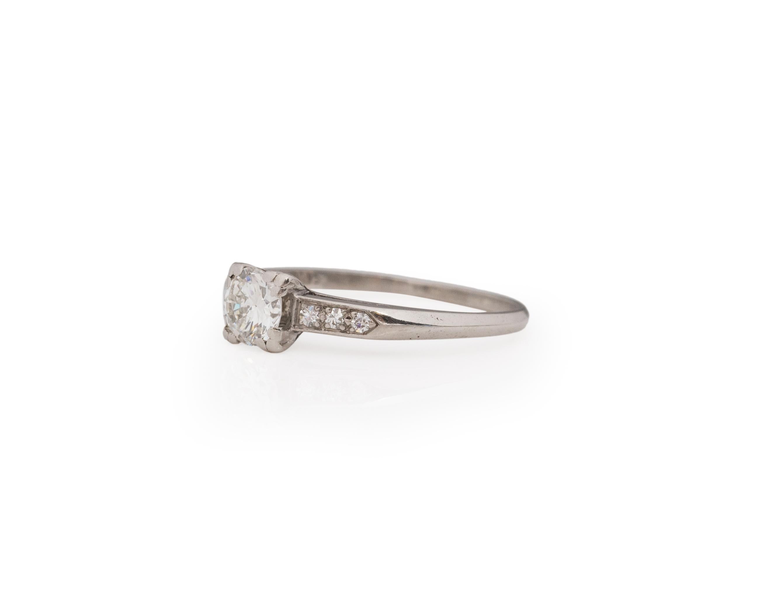 Art Deco .55 Carat Retro Diamond Platinum Engagement Ring For Sale