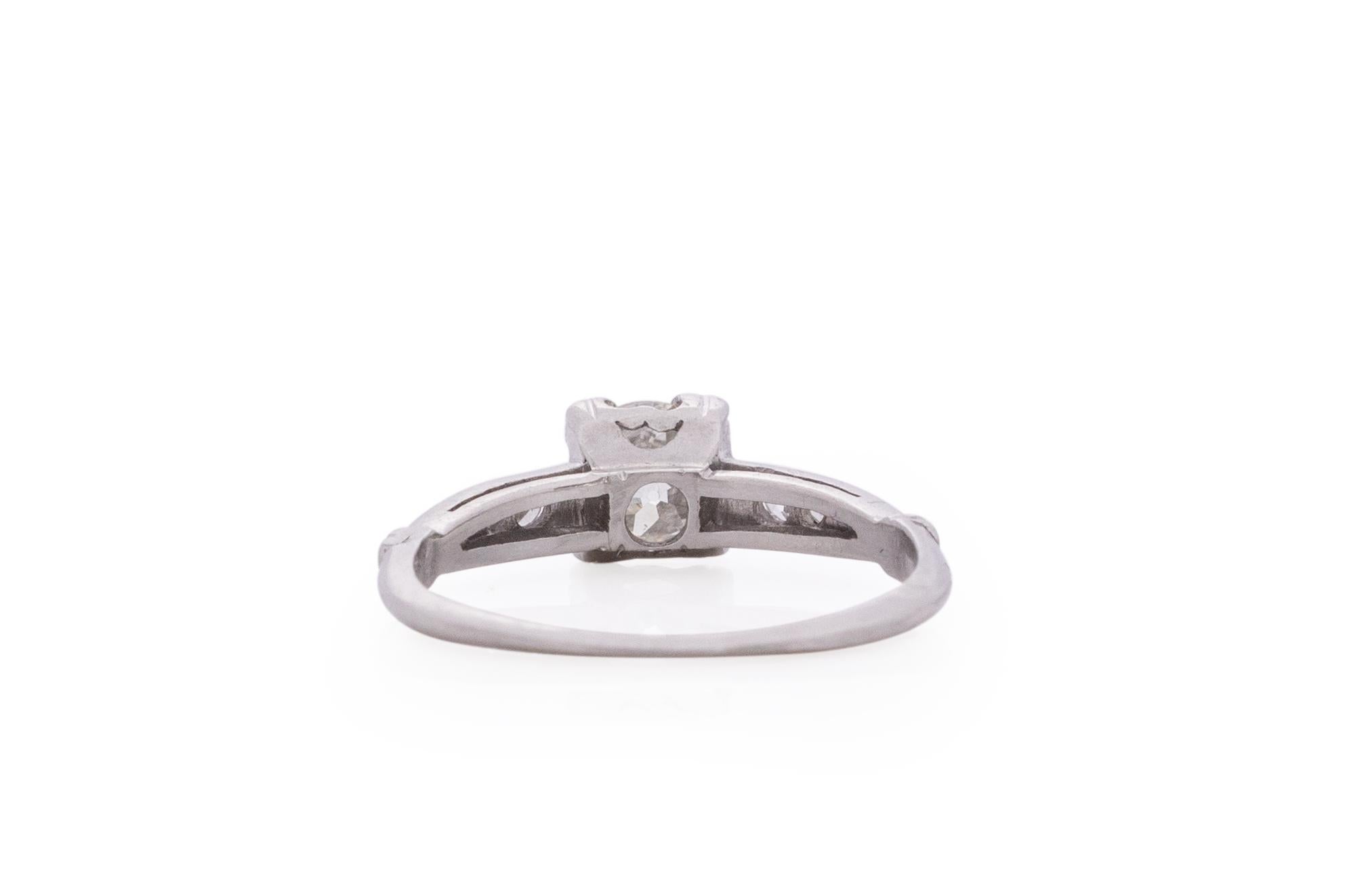 .55 Carat Art Deco Diamond Platinum Engagement Ring In Good Condition For Sale In Hicksville, NY