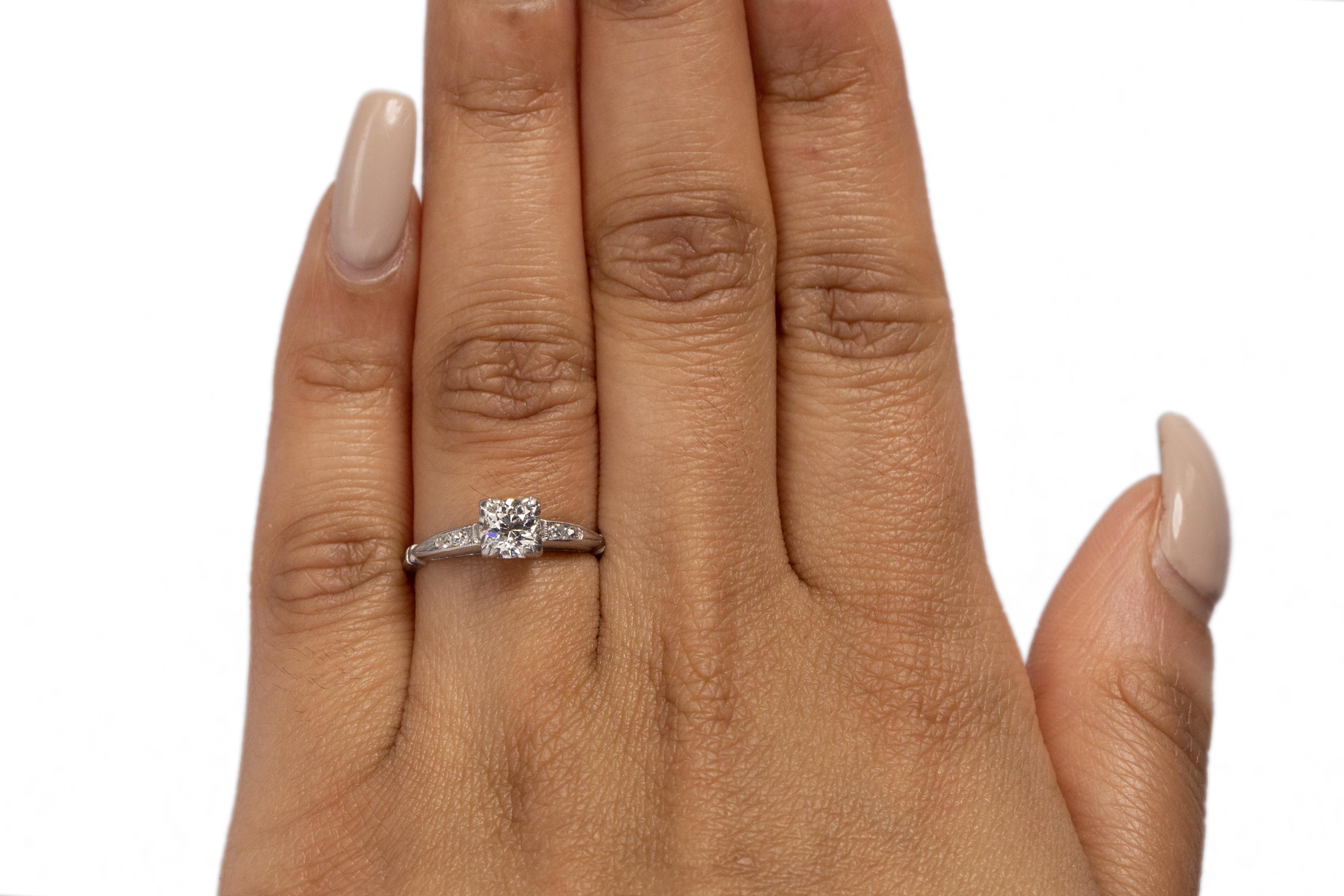 Women's .55 Carat Art Deco Diamond Platinum Engagement Ring For Sale