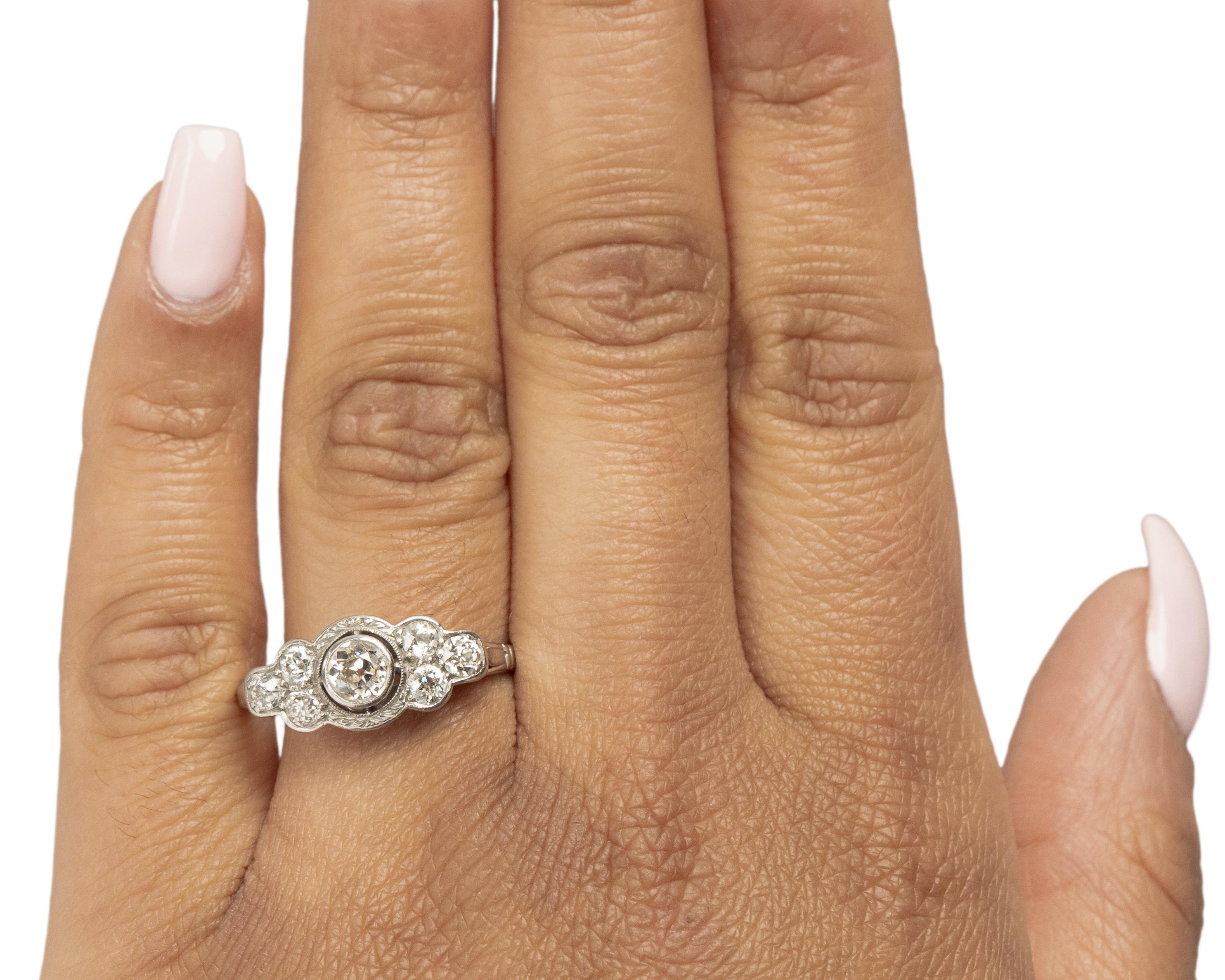 Old European Cut .55 Carat Art Deco Diamond Platinum Engagement Ring For Sale