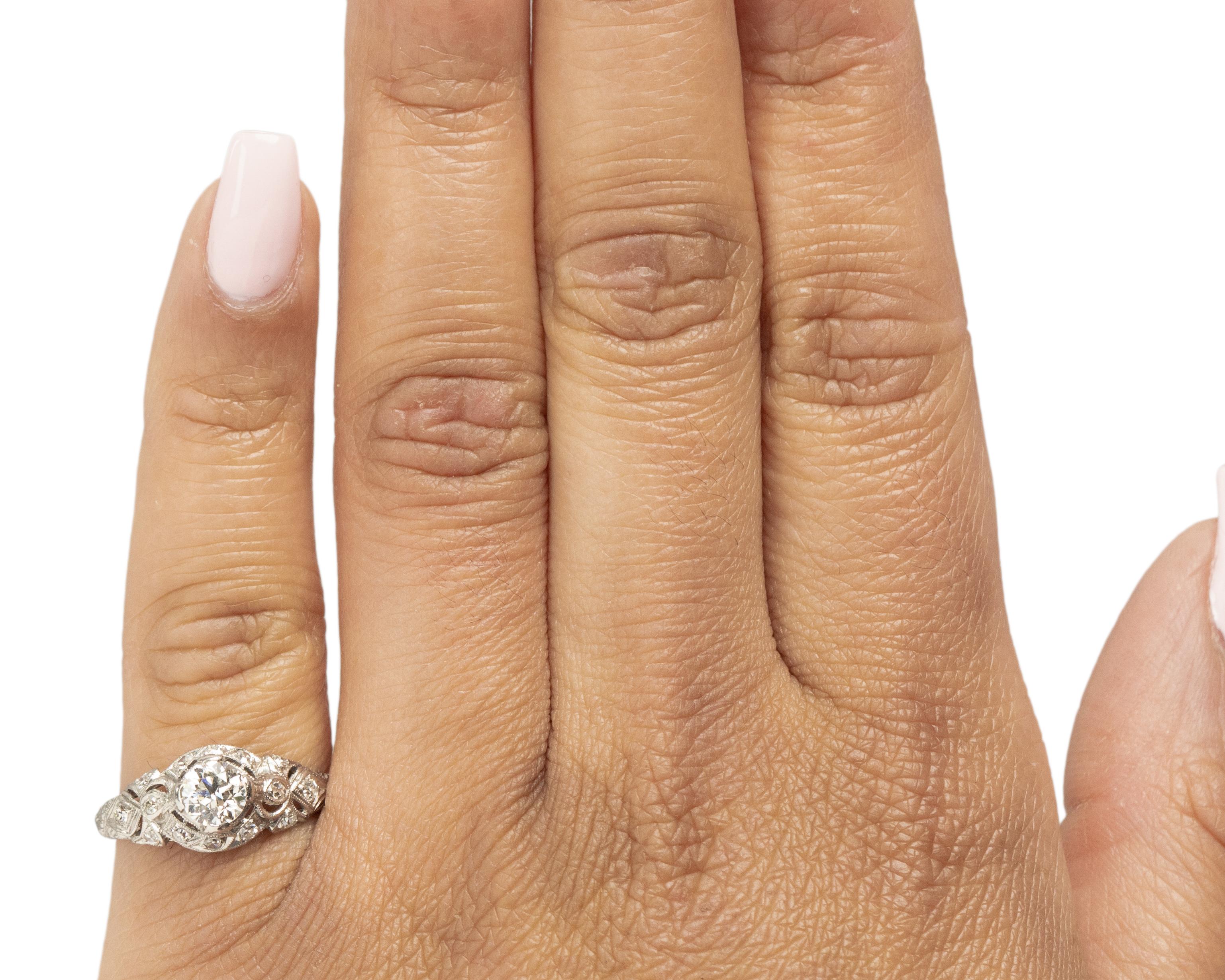 Women's .55 Carat Art Deco Diamond Platinum Engagement Ring