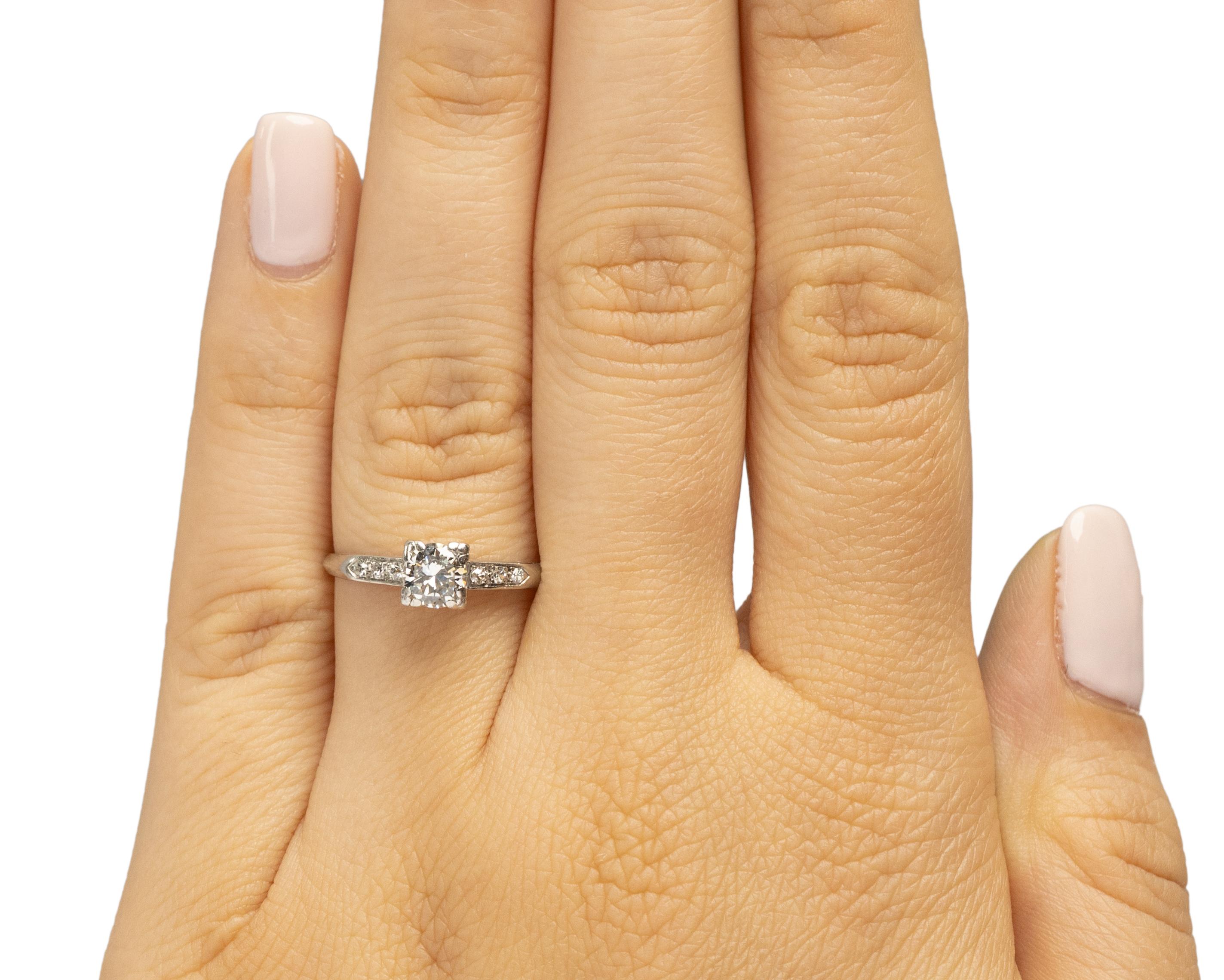 .55 Carat Retro Diamond Platinum Engagement Ring In Good Condition For Sale In Atlanta, GA