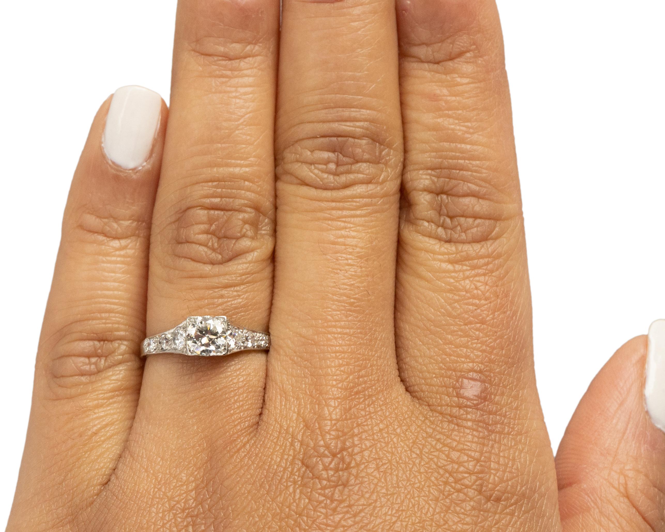 Women's .55 Carat Art Deco Diamond Platinum Engagement Ring For Sale